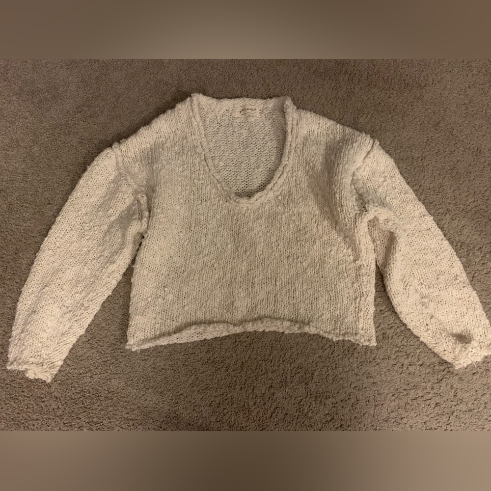 Free People Chunky Cream Cable Knit Sweater